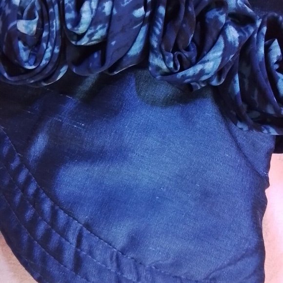 Blues Roses One Of A Kind Silk Washable Hat Large Rim That Stays Up K - Picture 8 of 16